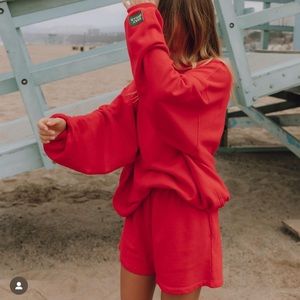 DAILY DRILLS Oversize Crewneck & Short Set in Punch